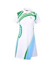 SVG Golf Women's Blue and Green Stitching Printed Dress Zipper Vertical Collar