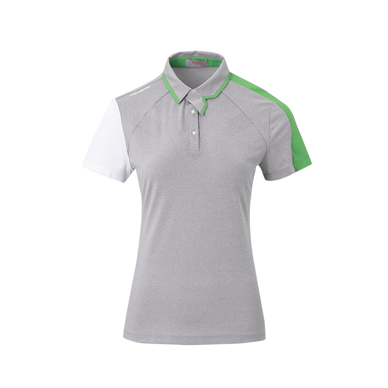 SVG Golf Women's Gray Stitched Short-Sleeved T-Shirt Lapel Polo