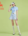SVG Golf 23 spring and summer new women's blue stitched short-sleeved t-shirt bow neckline jacket