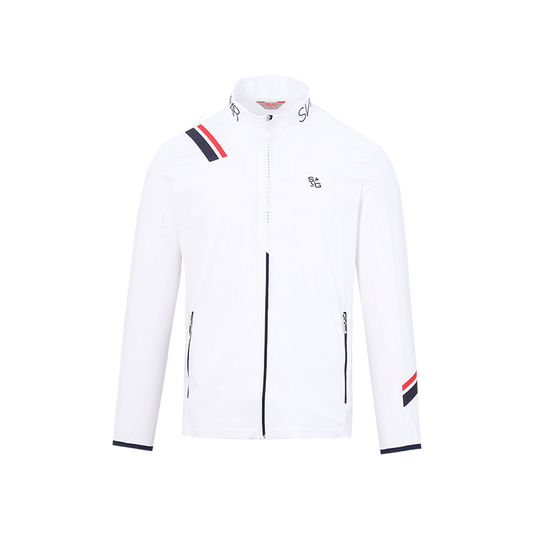 SVG Golf Men's White Striped Printed Jacket