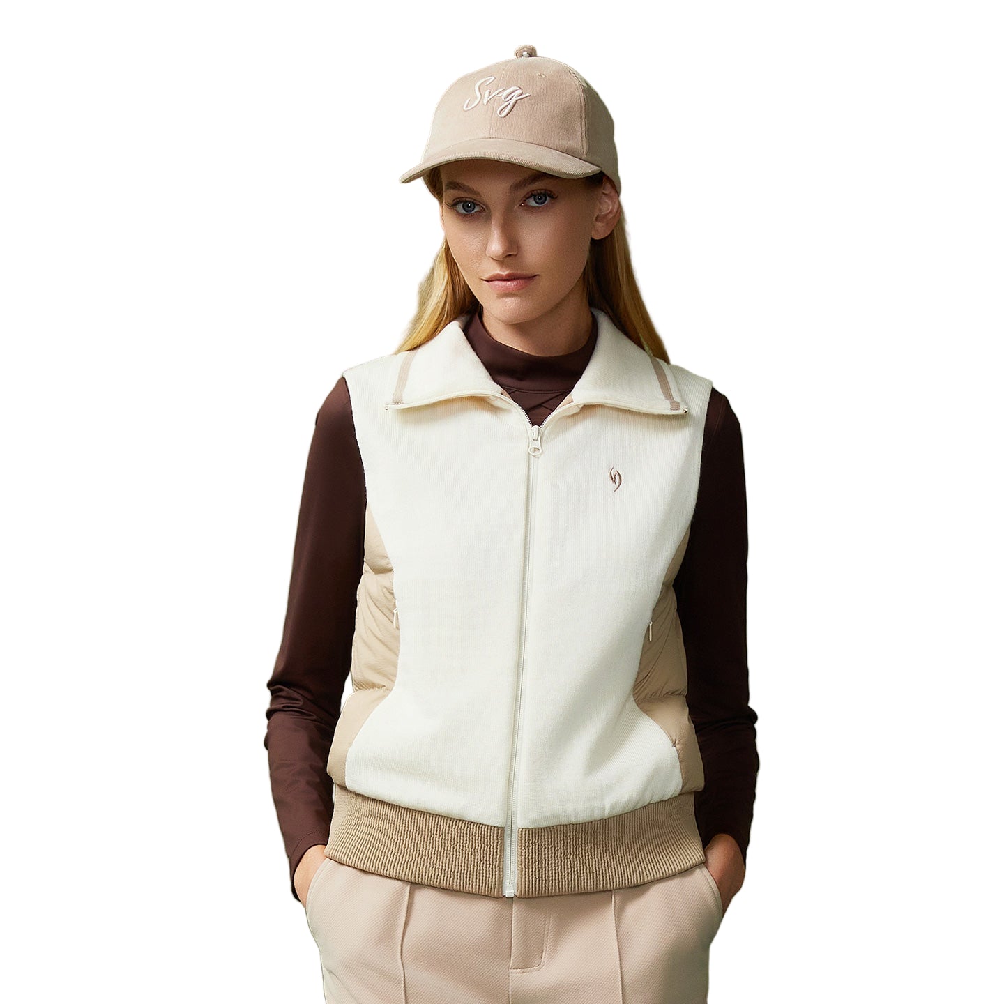 SVG Golf Women's Wool Knit Down Warm White Duck Feather Sports Vest