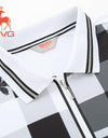 SVG Golf spring and summer men's black and white plaid printed short-sleeved T-shirt