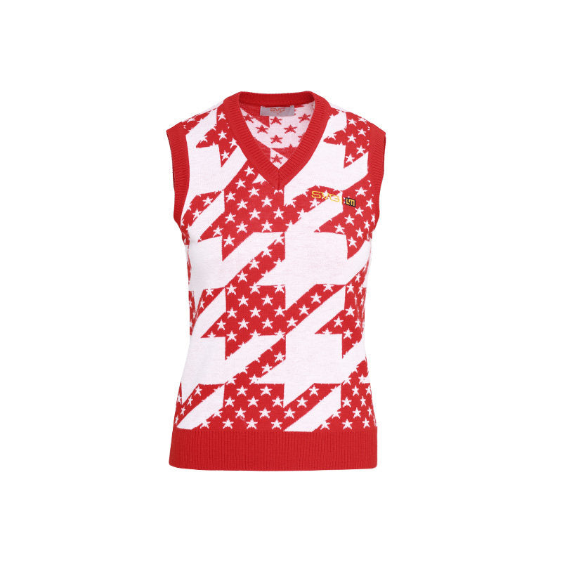 SVG Houndstooth Covered Vest Elastic Slim Warm Vests Top