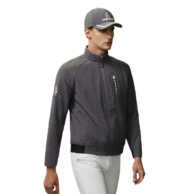 SVG Golf Men's Textured Slim Fit Zip-Up Sport Jacket