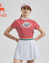 SVG Golf 23 spring and summer new women's red striped printed short-sleeved t-shirt collar shirt