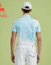 SVG Golf Men's Blue Printed Short-Sleeved Polo Shirt