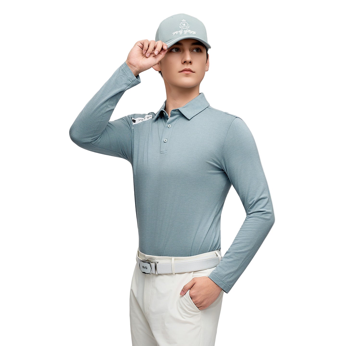 SVG Golf Men's Colorblock Zip Stand Collar Long Sleeve T-Shirt