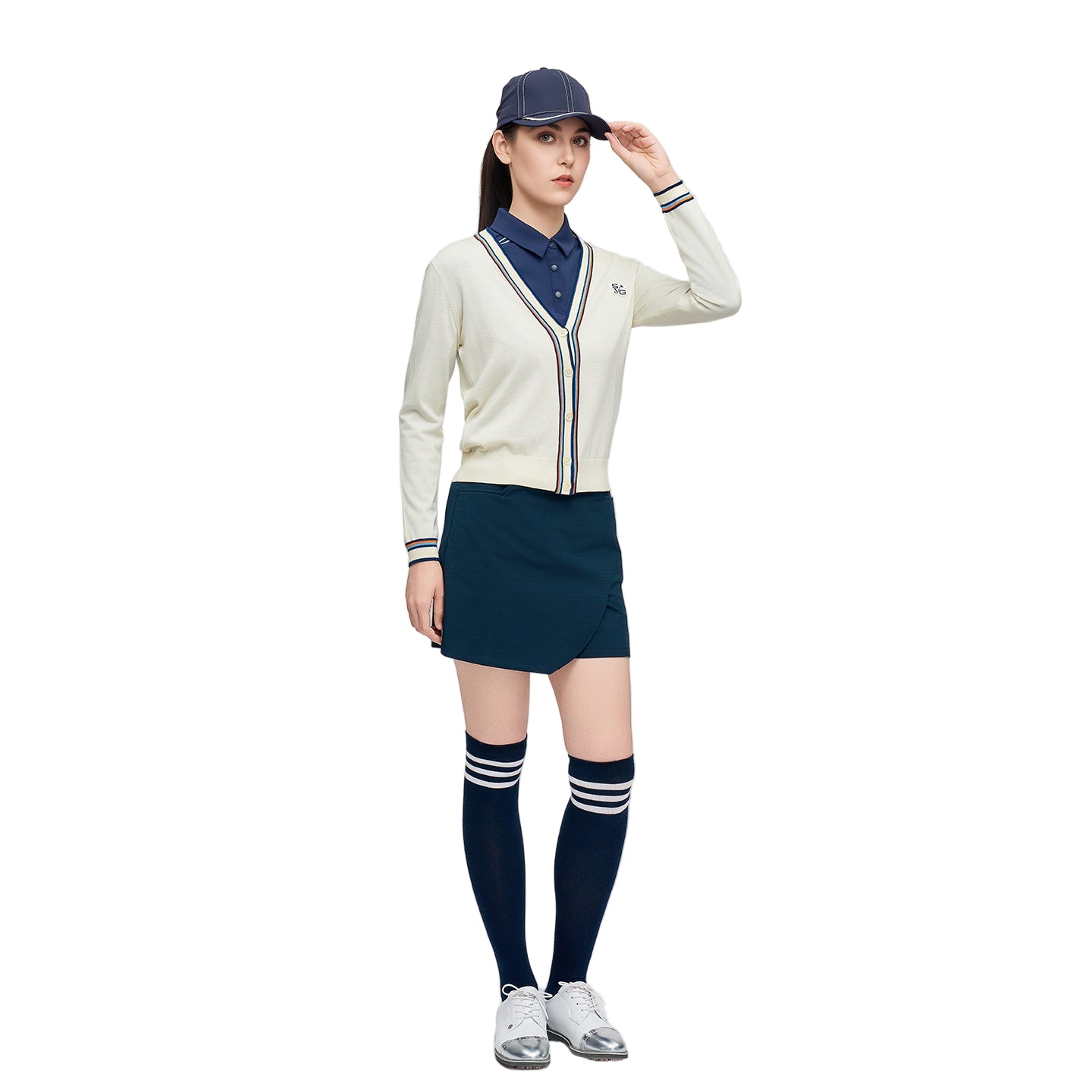 SVG Golf Women's Wool Classic Colorblock Knit Cardigan