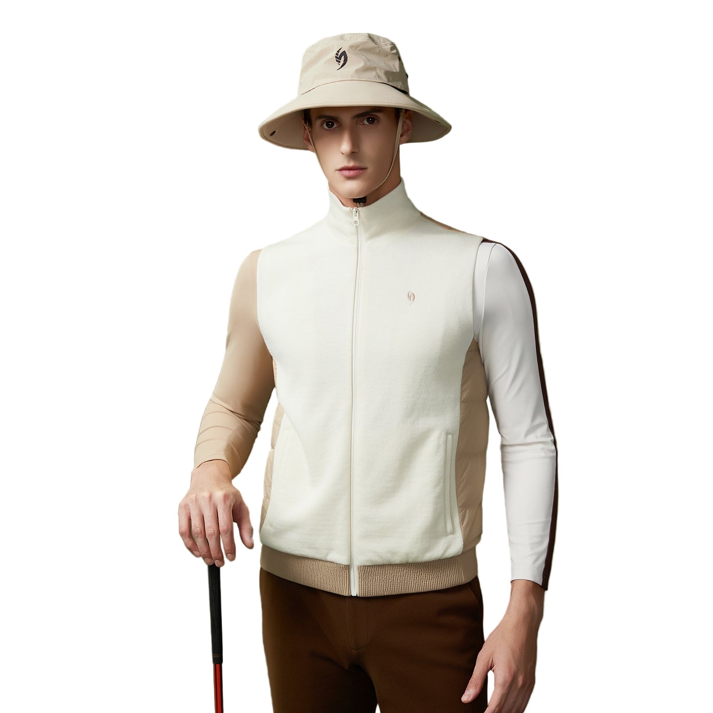 SVG Golf Men's Wool Knit Down Warm White Duck Feather Sports Vest