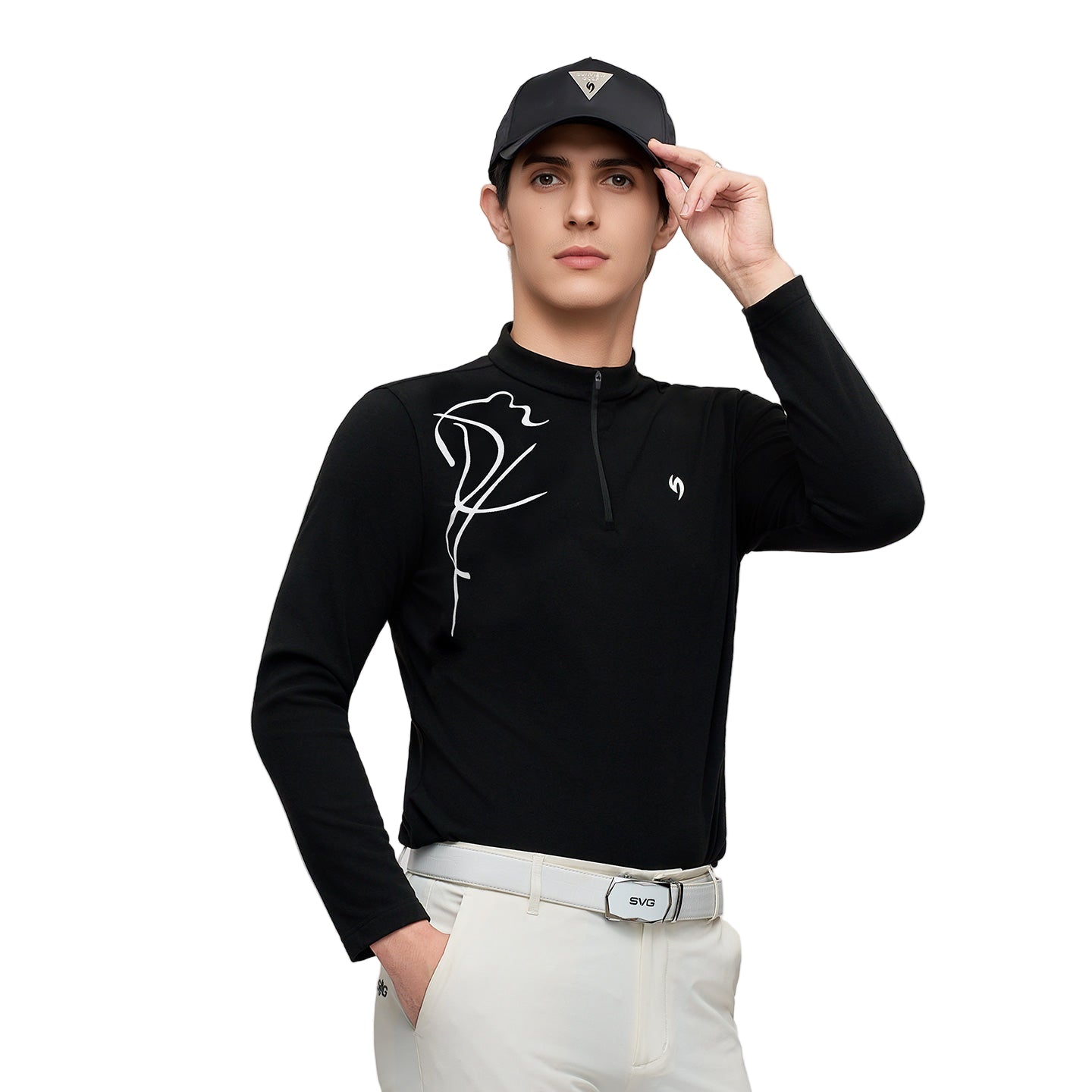 SVG Golf Men's Volcanic Rock Long Sleeve Stand Collar T-Shirt