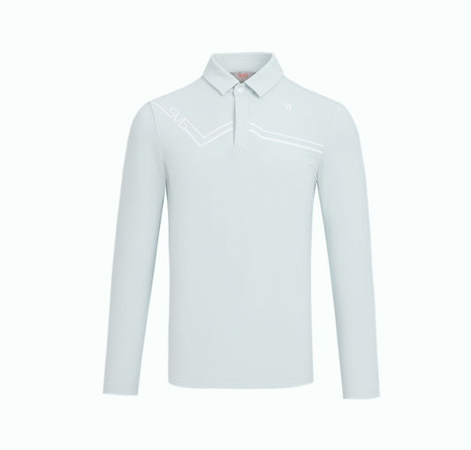 SVG Golf Men's Light Green Mandarin Collar Long Sleeve T-Shirt