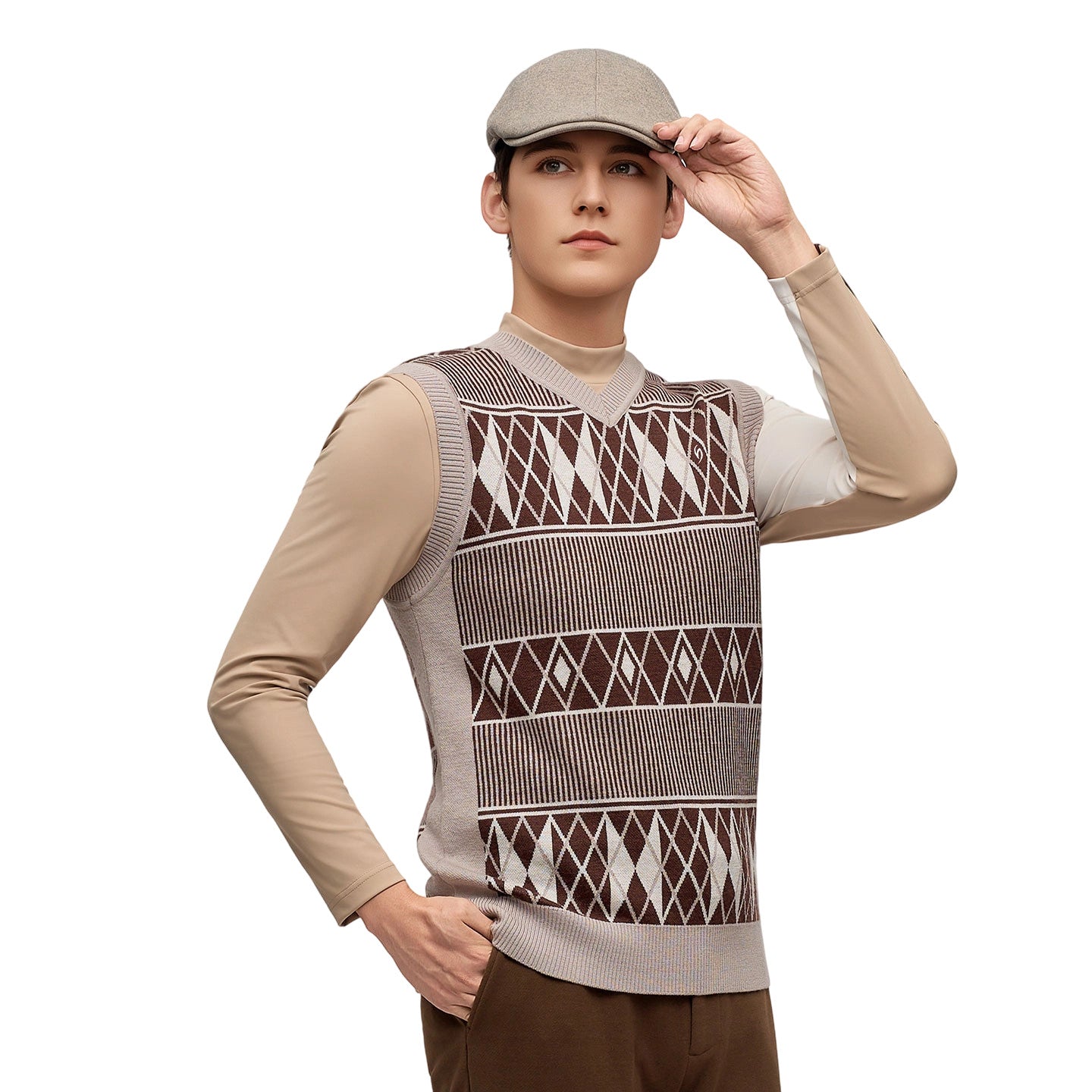 SVG Golf Men's Wool Vintage Plaid Knit Vest