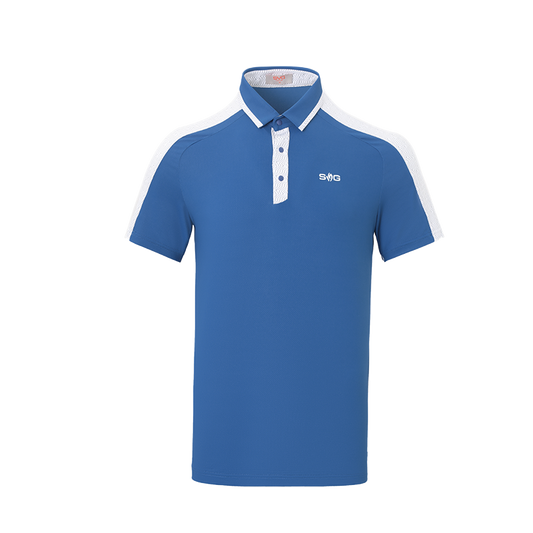 SVG Golf Men's Blue Stitched Short-sleeved Polo