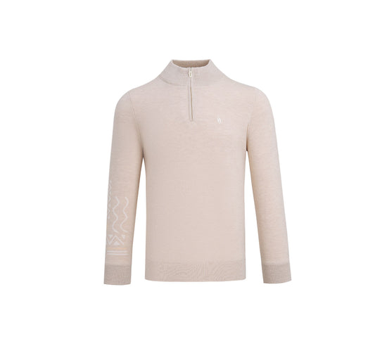 SVG Golf Men's Lined Slim Fit Stand Collar Half-Zip Wool Sweater