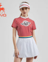 SVG Golf Women's Red Striped Printed Short-sleeved T-shirt