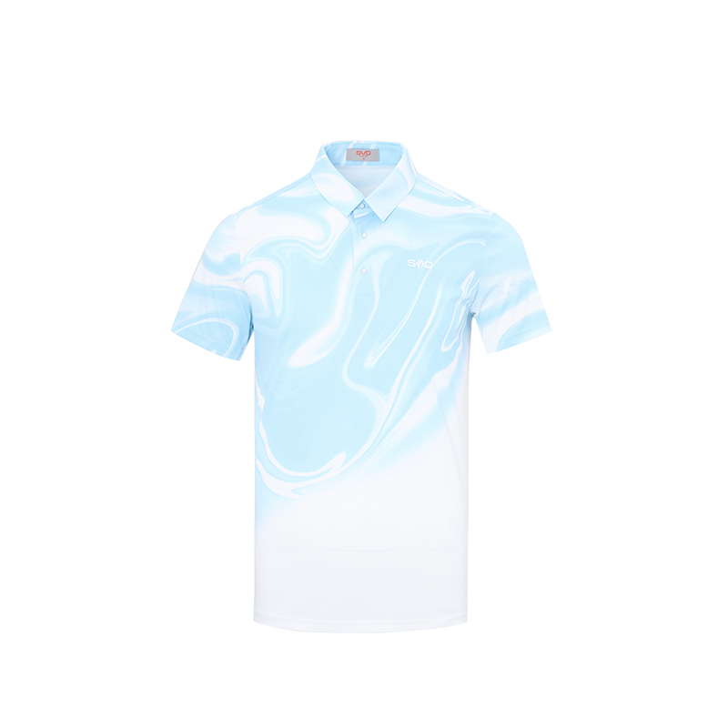 SVG Golf Men's Blue Printed Short-Sleeved Polo Shirt