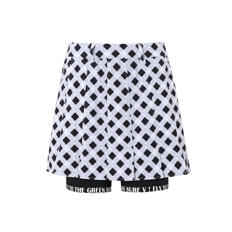 SVG Golf Spring and Summer Women's Black and White Plaid Print Sports Skort