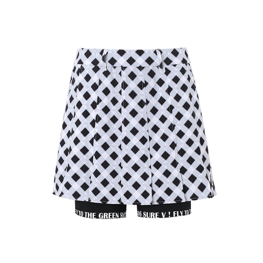 SVG Golf Spring and Summer Women's Black and White Plaid Print Sports Skort