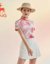 SVG Golf Women's Pink Full Print Short-sleeved T-shirt Collar Shirt