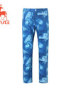 SVG Golf 23 spring and summer men's new style blue printed slim pants elastic waist sports straight pants man
