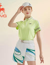 SVG Golf 23 spring/summer new women's yellow-and-green stitching short-sleeved T-shirt zipper collar jacket