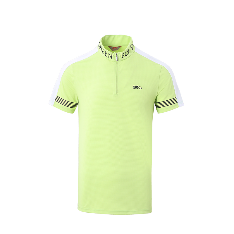 SVG Golf spring/summer men's yellow-and-green stitching short-sleeved T-shirt zipper collar jacket