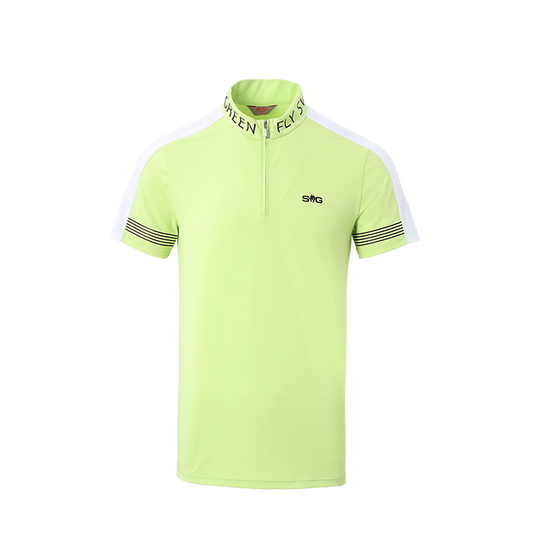 SVG Golf spring/summer men's yellow-and-green stitching short-sleeved T-shirt zipper collar jacket