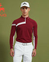 SVG Golf 23 fall winter men's new red stitched long sleeved T-shirt zipper stand collar jacket