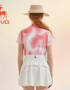SVG Golf 23 spring and summer new women's pink full print short-sleeved T-shirt collar shirt