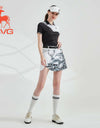 SVG Golf 23 spring and summer new women's black-and-white printed skirt slit skirt