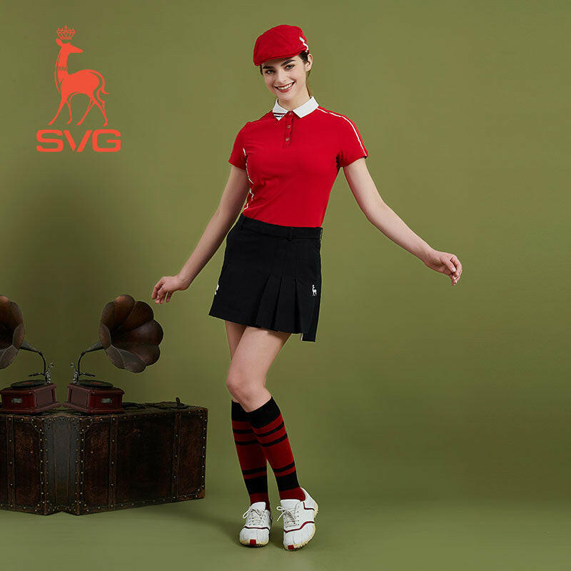 SVG Golf Black Stretch Pleated Quick-dry Skirt