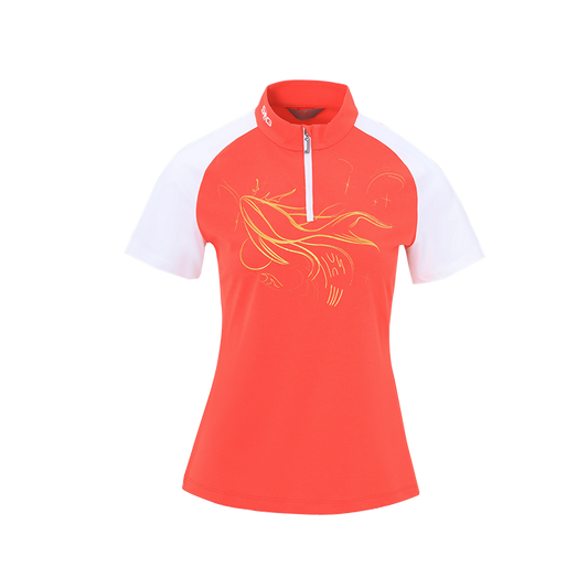 SVG Golf  Women's Orange Stitched Short-sleeved T-shirt Zipper Collar Jacket