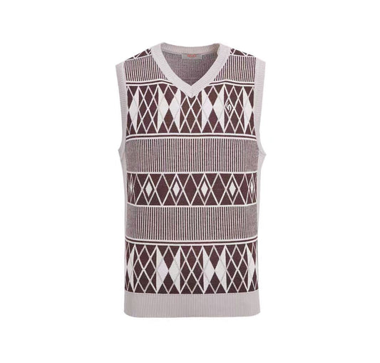 SVG Golf Men's Wool Vintage Plaid Knit Vest