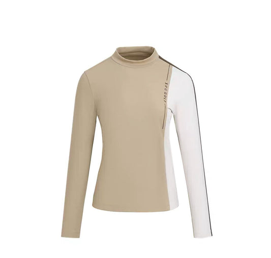 SVG Golf Women's Contrast Color Stand Collar Long Sleeve T-Shirt
