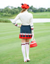 Women's long-sleeve sweater, in white and Christmas print.