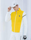 Men's padded zip-up jacket, in white and yellow color blocking.