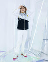 Boy's rainproof zip-up vest, in silver and black color blocking.