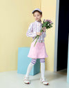 Girl's A-line skirt with flared hem, in pink.
