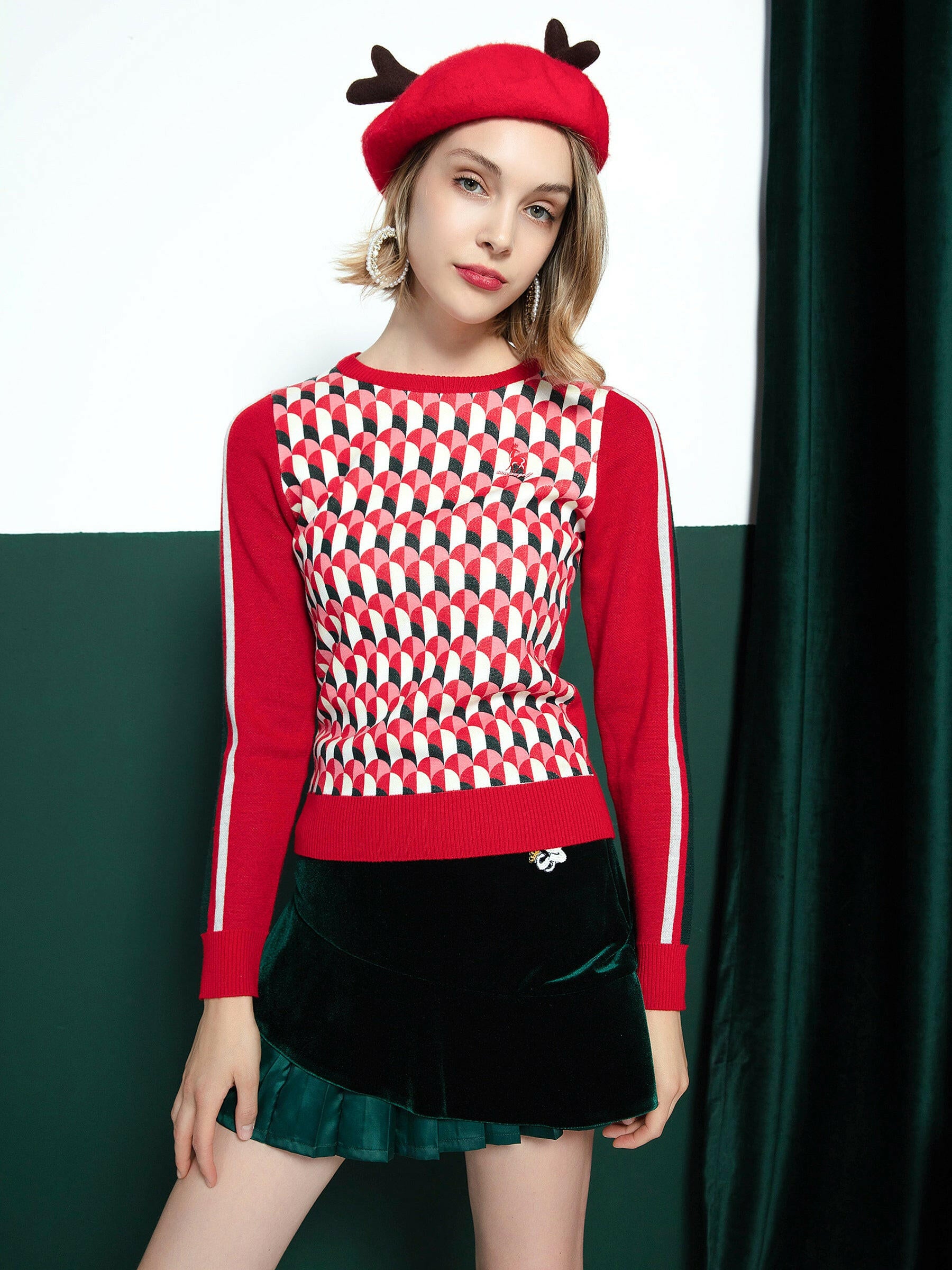 Patterned Holiday Sweater.