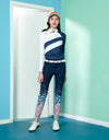 Women's straight pants, in multi-color geo print.