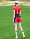 women's a-line skirt, in red and navy