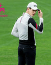 men's sleeveless vest, stand collor, in white and black block