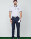 Men's straight pants, in navy.