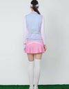 Women's pink A-Line skirt with  side pleat.