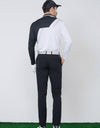 Men's long sleeve polo, in black and white color blocking