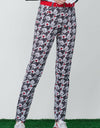 Women's slim pants, in hountstooth and floral mixed print