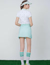 Women's A-Line skirt with side pleat, in green.
