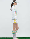 Women's white A-Line skirt with pleated hem.