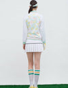 Women's white A-Line skirt with pleated hem.
