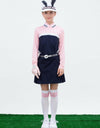 Girl's A-Line skirt with side pleats, in navy